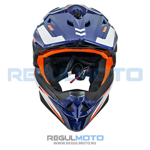 Шлем кроссовый KIOSHI 803  KTM (Синий/ оранжевый)